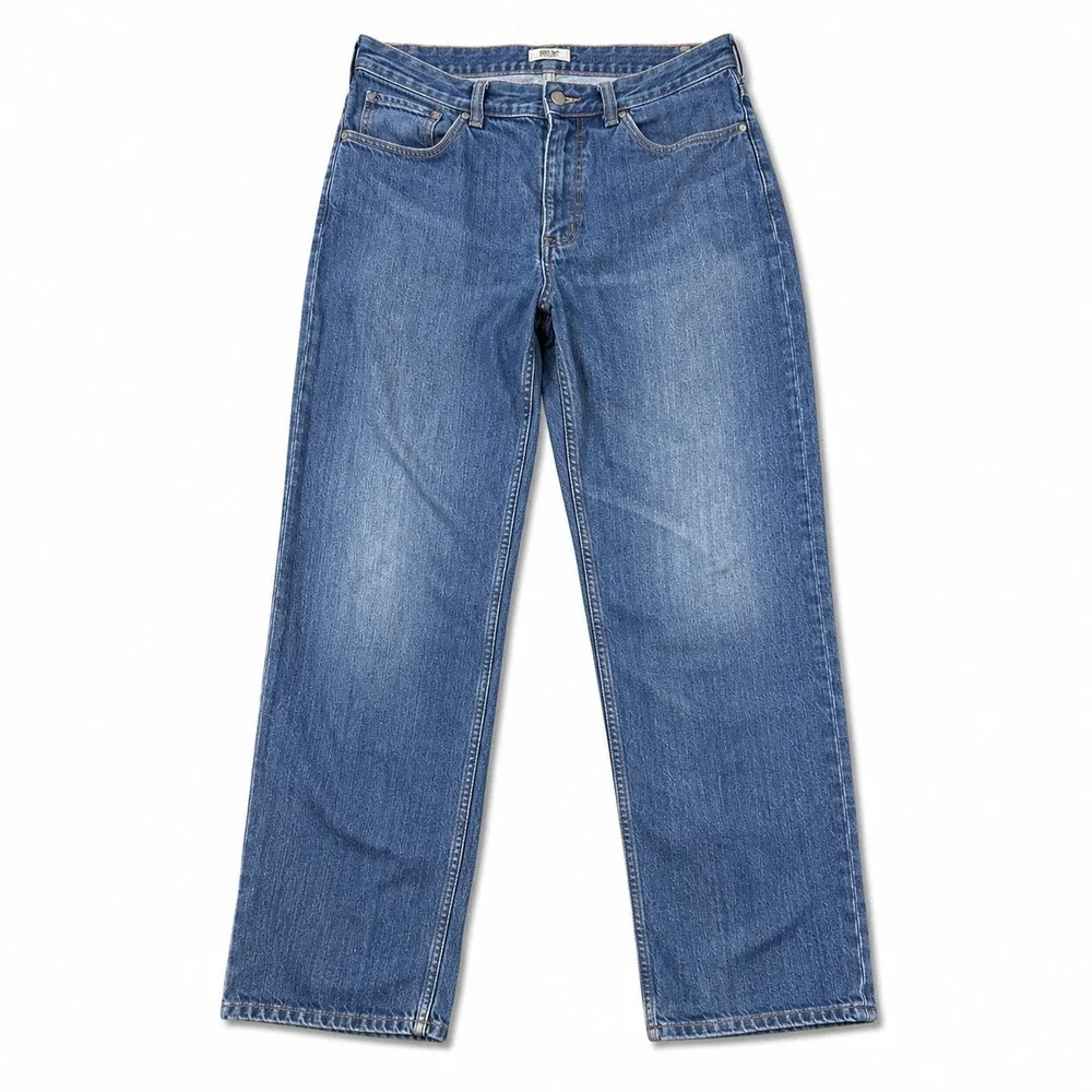 40 Grit Duluth Trading Mens Jeans 32x30 Relaxed Fit Straight Medium Wash Stretch